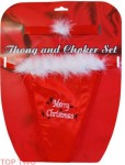Reizw&auml;sche Weihnachten Strumpfband Tanga Geschenkartikel 903553V - Rot Wei&szlig;