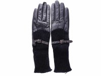 Steinmann Handschuhe Damen Strickärmel Größe M N-32 - Schwarz