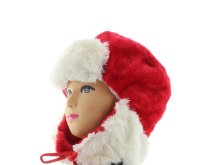 Cepewa Weihnachtsmütze Uschanka Plüsch 14098 - Rot Weiß