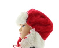 Cepewa Weihnachtsmütze Uschanka Plüsch 14098 - Rot Weiß