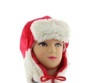 Cepewa Weihnachtsmütze Uschanka Plüsch 14098 - Rot Weiß