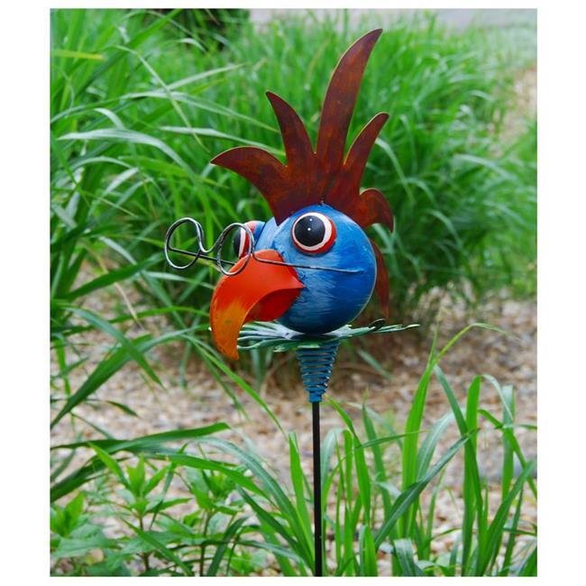 Mel-O-Design Blechvogel mit Brille Dekoration Garten 5021 Blau