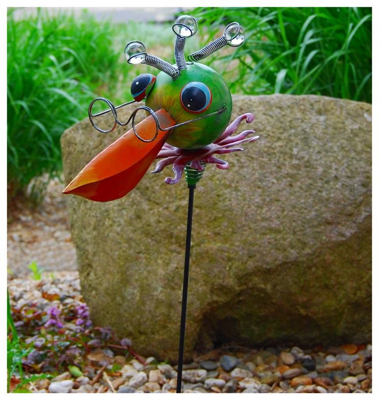 Mel-O-Design Blechvogel mit Brille Dekoration Garten 5021 Grün