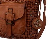 Harbour 2nd AURORA Reißverschlusstasche Damen Flecht Cross Cognac