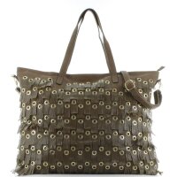 JSI Damenshopper Fransen Lackoptik Taupe