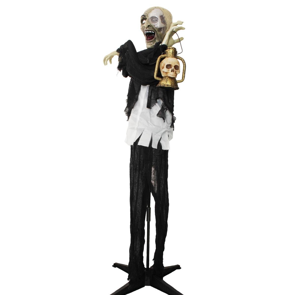 Happy Halloween Zombie Butler mit Laterne beweglich mit Sound