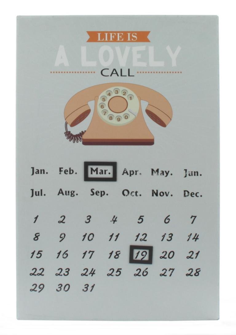 Boltze Kalender nostalgisch Blechschild Rosa / Telefon
