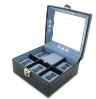 Friedrich Uhrenkoffer für 5 Uhren mit LED Uhrenbox Dunkelblau