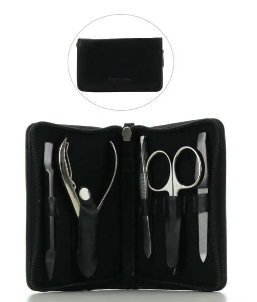 Friedrich Manicure-Etui 5tlg. echtes Leder  Schwarz
