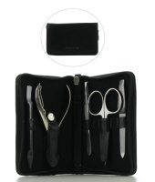 Friedrich Manicure-Etui 5tlg. echtes Leder  Schwarz