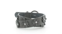 JSI Damengürtel Frauengürtel Mädchengürtel Blumenmuster/Strasssteine 5106 Grau
