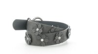 JSI Damengürtel Frauengürtel Mädchengürtel Blumenmuster/Strasssteine 5106 Grau