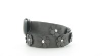 JSI Damengürtel Frauengürtel Mädchengürtel Blumenmuster/Strasssteine 5106 Grau