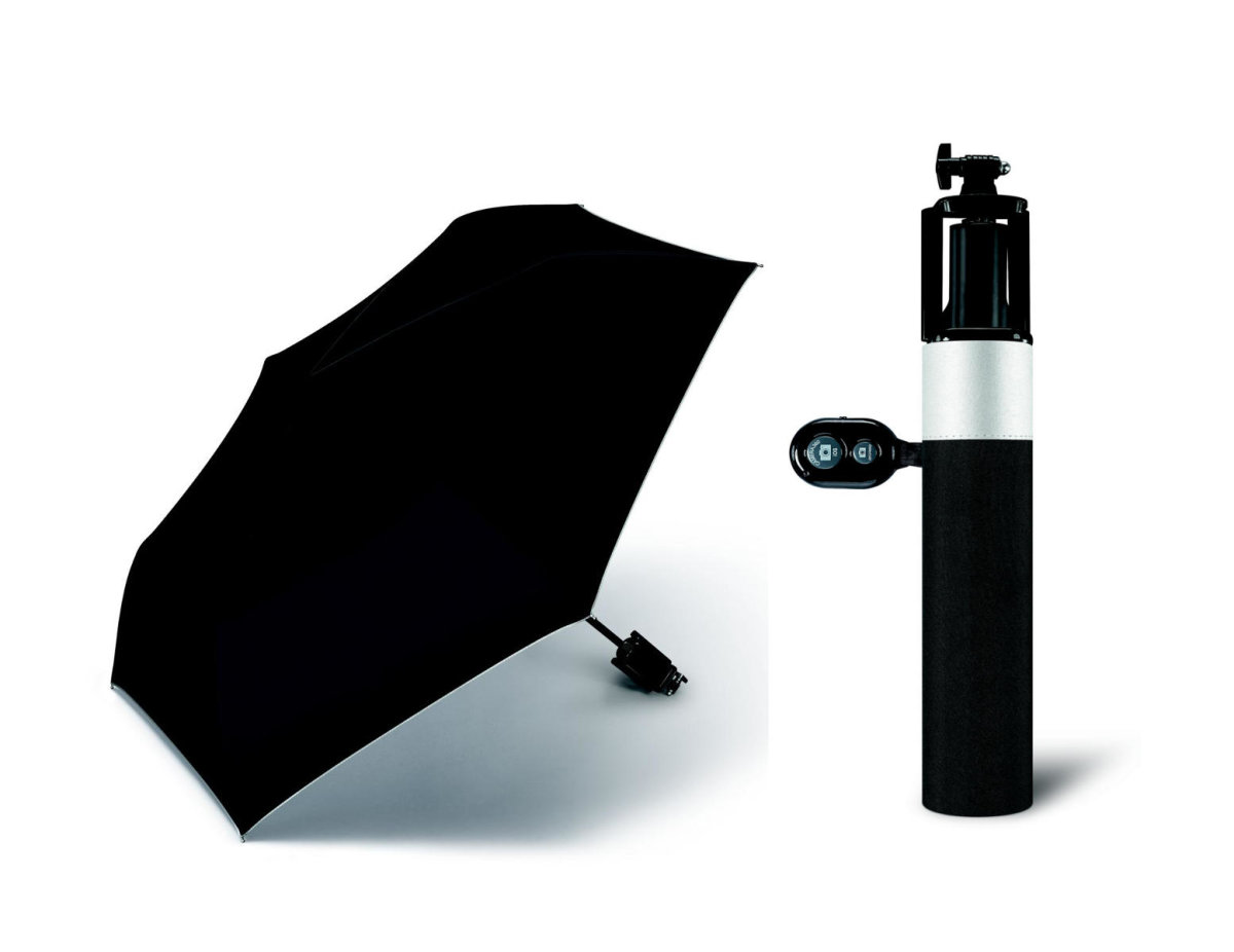 Happy Rain Regenschirm mit Selfie Stick Bluetooth - Black