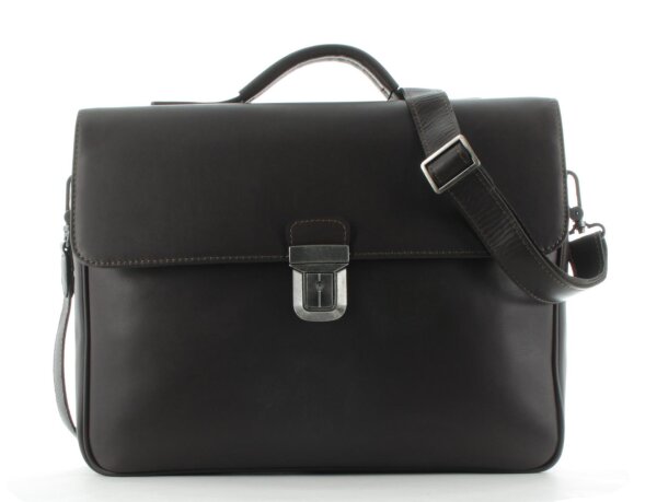 Prato Unisex Aktentasche Aktenkoffer Laptoptasche Leder Dunkelbraun