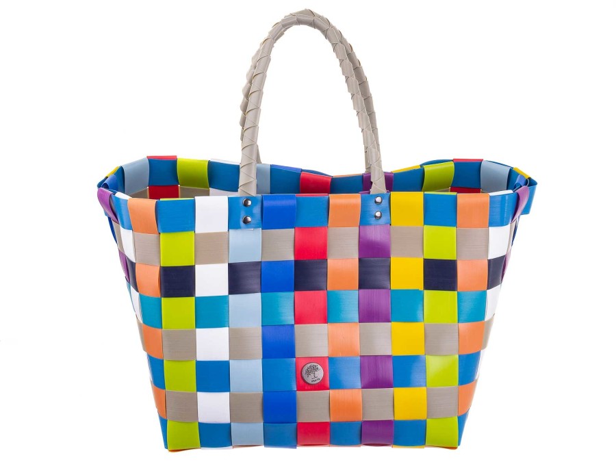 Prato Einkaufskorb geflochten, Einkaufstasche mit Griffen Multicolor