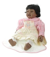 Mel-O-Design echte handbemalte Porzellanpuppe Baby Puppe 54 cm Mädchen Braun