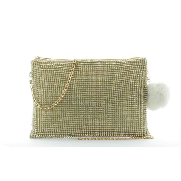 JSI Abendtasche Damen mit Bommel Gold