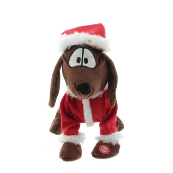 Edco Singender Tanzhund mit Bommelmütze Weihnachtsdekoration lustig 26 cm x 22 cm x 17 cm