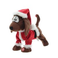 Edco Singender Tanzhund mit Bommelm&uuml;tze Weihnachtsdekoration lustig 26 cm x 22 cm x 17 cm