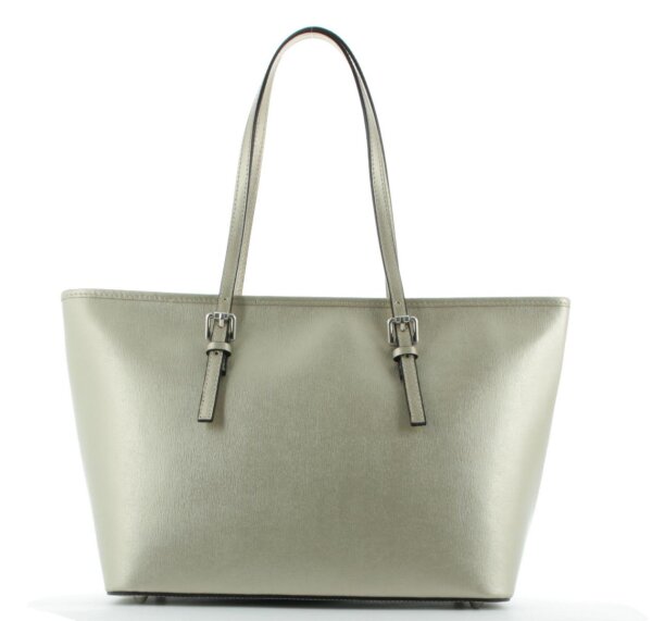 JSI Eleganter Damen Shopper, Handtasche Echt Leder, 2 Henkel, 41,5 x 25,5 x 15,8 cm, Business Shopper Gold