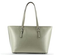 JSI Eleganter Damen Shopper, Handtasche Echt Leder, 2 Henkel, 41,5 x 25,5 x 15,8 cm Gold