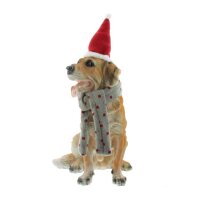 Iko Import Weihnachtshund Dekoration Mütze Schal Weihnachtlich Winter Braun 22 cm x 39 cm x 20,5 cm
