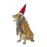 Iko Import Weihnachtshund Dekoration Mütze Schal Weihnachtlich Winter Braun 22 cm x 39 cm x 20,5 cm