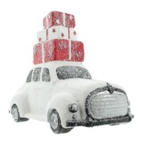 Mel-O-Design Weihnachtsauto mit Geschenken Weihnachtsdekoration Winter schm&uuml;cken Wei&szlig; Rot 40 cm x 34 cm x 22 cm