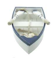 Cepewa Dekoration Ruderboot Marine Stil zum hinstellen Deko Blau Weiß 33,2 cm x 8 cm x 20 cm