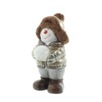 Iko Import Led Figuren Weihnachtsmann Schneemann mit Led Schneekugel stehend Bronze 12 cm x 24 cm x 14 cm