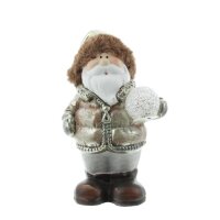 Iko Import Led Figuren Weihnachtsmann Schneemann mit Led Schneekugel stehend Bronze 12 cm x 24 cm x 14 cm