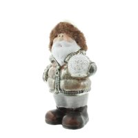 Mel-O-Design Led Figuren Weihnachtsmann Schneemann mit Led Schneekugel stehend Bronze 12 cm x 24 cm x 14 cm Weihnachtsmann