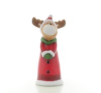 Cepewa Xmas-Deko Dekoration stehend Rentier Rot Weiß Weihnachtlich 9,5 cm x 20 cm x 8,5 cm Rentier