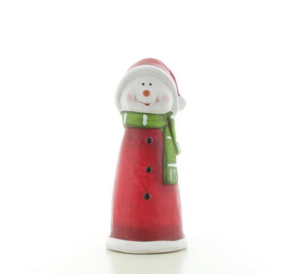 Cepewa Xmas-Deko Dekoration stehend Schneemann Rot Weiß Weihnachtlich 9,5 cm x 20 cm x 8,5 cm Schneemann