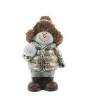Iko Import Weihnachtsfigur stehend Weihnachtsdekoration Christmas Winter Bronze Schneemann
