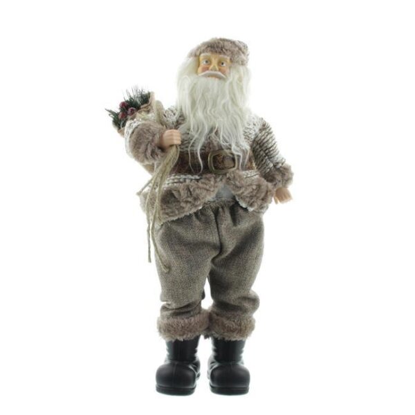 Iko Import Weihnachtsmann Santa Klaus Weihnachtsdekoration stehend Braun 18 cm x 37 cm x 11 cm