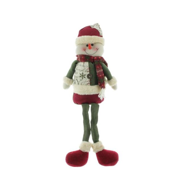 Mel-O-Design Schneemann sitzend Weihnachtsdekoration Schneemanndekoration Rot 20 cm x 55 cm x 11 cm