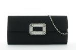 JSI, Clutch, Abendtasche, Umhängetasche, 25 x 12 x 5,5 cm, 1,65 Liter, Kette, Strass Schwarz