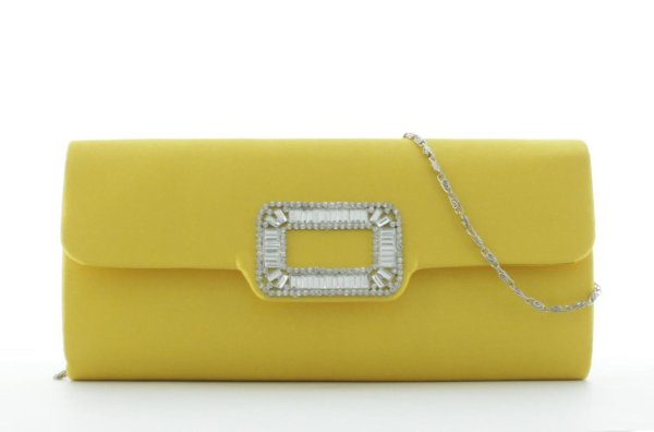 JSI, Clutch, Abendtasche, Umhängetasche, 25 x 12 x 5,5 cm, 1,65 Liter, Kette, Strass Gelb