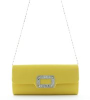 JSI, Clutch, Abendtasche, Umhängetasche, 25 x 12 x 5,5 cm, 1,65 Liter, Kette, Strass Gelb