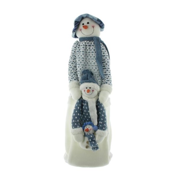 Edco Winterdekoration Schneemannfamilie Weihnachtsdekoration stehend Blau Weiß  23 cm x 68 cm x 21 cm