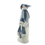 Edco Winterdekoration Schneemannfamilie Weihnachtsdekoration stehend Blau Weiß  23 cm x 68 cm x 21 cm