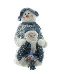 Edco Winterdekoration Schneemannfamilie Weihnachtsdekoration stehend Blau Weiß  23 cm x 68 cm x 21 cm