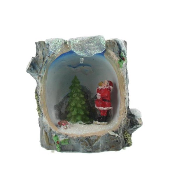 Peha Sneek Baumstamm mit Licht und Schnee Weihnachtsdekoration Braun 8 cm x 20,5 cm x 4 cm