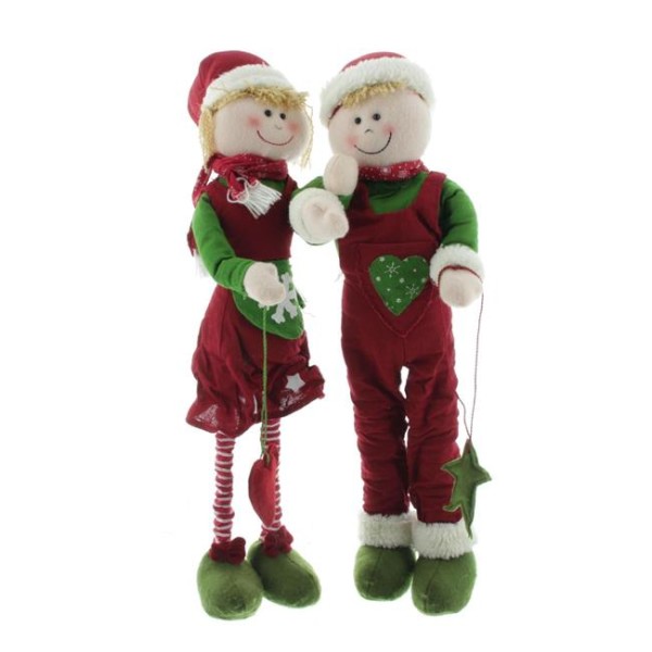 Boltze Weihnachtsfiguren ausziehbar Pia und Pit Pärchen Dekoration stehend 26 cm x 54 cm x 34 cm