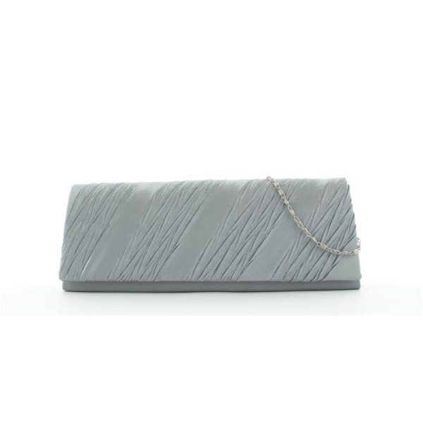 JSI Damen Schultertasche, Clutch, Abendtasche, 27 x 10 x 5 cm  Grau