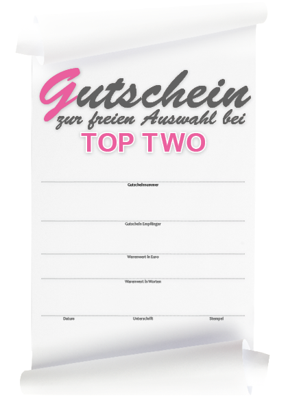 TOP TWO Geschenkgutschein 10, 15, 20, 25, 50, 75 und 100 Euro