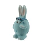 Mel-O-Design Osterhasen Dekoration Hase mit Brille stehend 7 cm x 13 cm x7 cm Blau