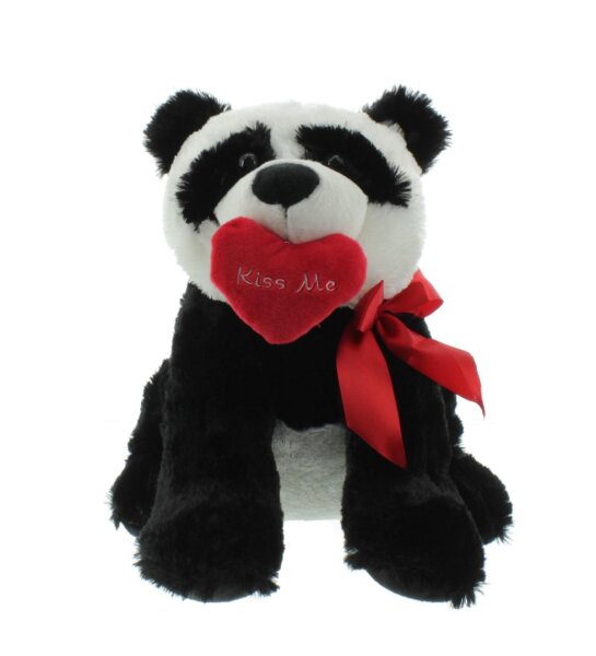 Iko Import Panda " Kiss me " Kuscheltier mit Herz Schwarz Weiß 30 cm x 36 cm x 36 cm